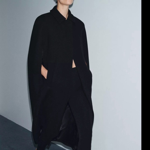 ZARA ZW Collection Limited Edition Wool Cape Coat SOLD OUT Discontinued Rare - Picture 3 of 4